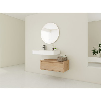 Armoire de salle de bain 30 po avec lavabo en résine - Créez une unité de rangement à atmosphère relaxante