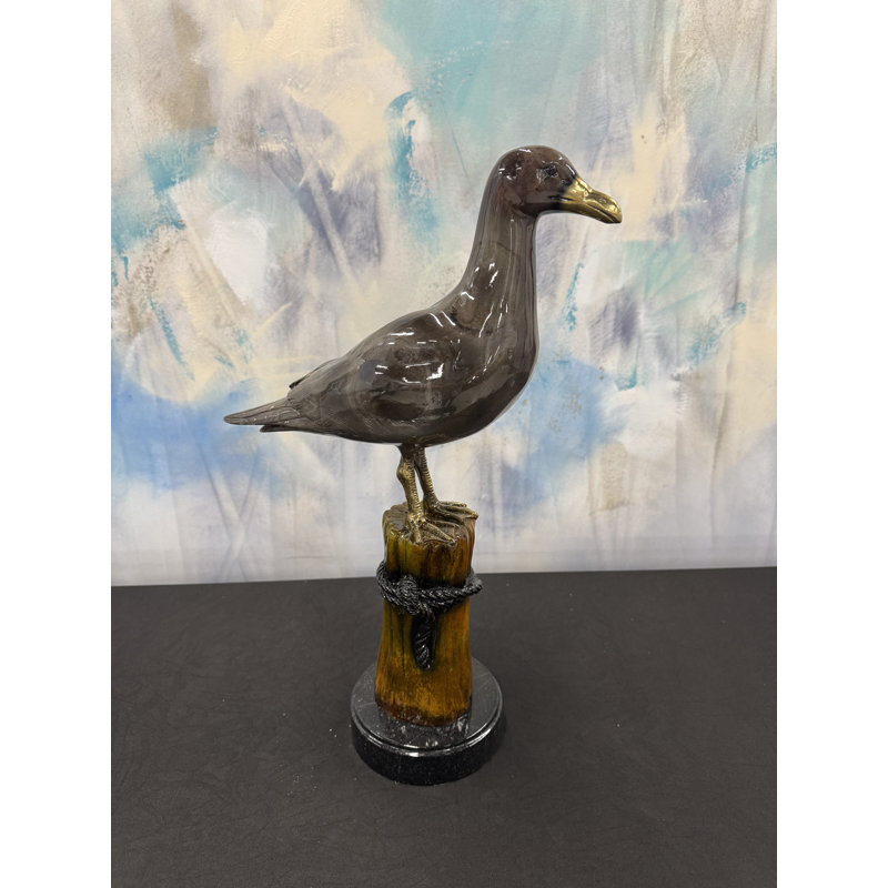 Sculptures & Beyond Bird on Tree Cast Bronze Sculpture – Lost-Wax Bronze with Hand-Applied Gray Patina on Black Marble Base – Nature & Garden Decorative Art for Home, Office, Garden & Outdoor Décor – Silver Harbor Watch – 22"H