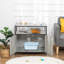 Enceinte de litière en bois pour chat, salle de bain pour chaton caché, table de bout intérieure avec portes magnétiques et tablettes de rangement, gris