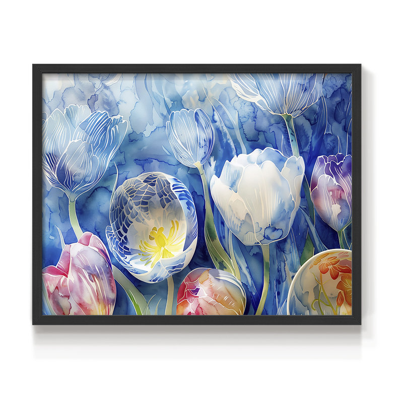 Floral Series-CXV -Framed Print - Restickable, Noir, noir, noir, noir, H 16 po x l 20 po
