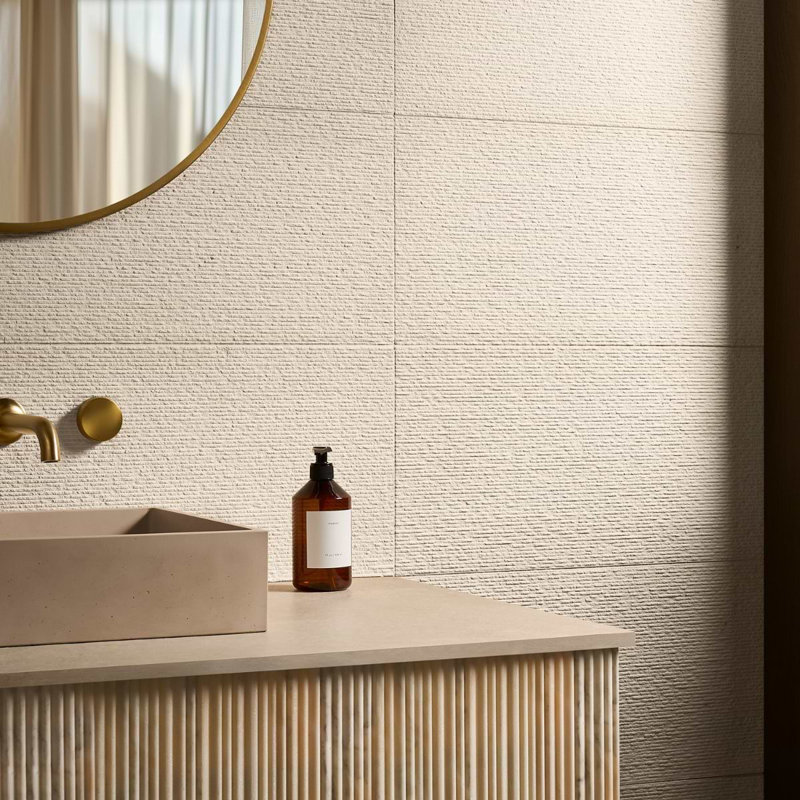 Rakestone 12x24 3D Honed Limestone Stone Tile, Comb Textured, Porto Beige, Limestone