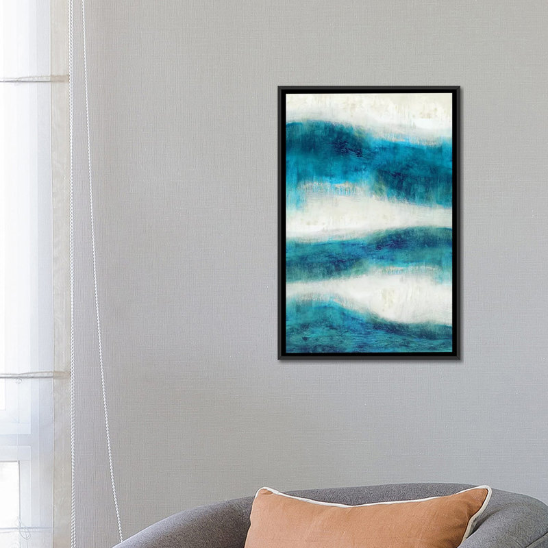 «Emerge in Aqua» non disponible sur toile, H 26 po x l 18 po x P 1,5 po, Toile avec cadre noir, Pas de tapis
