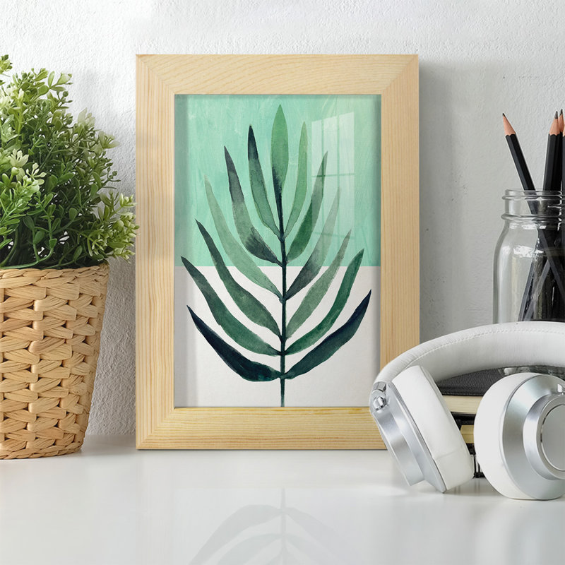 Verging Palm III, encadré sur papier, L 5 po x H 7 po x P 1 po, Encadré naturel
