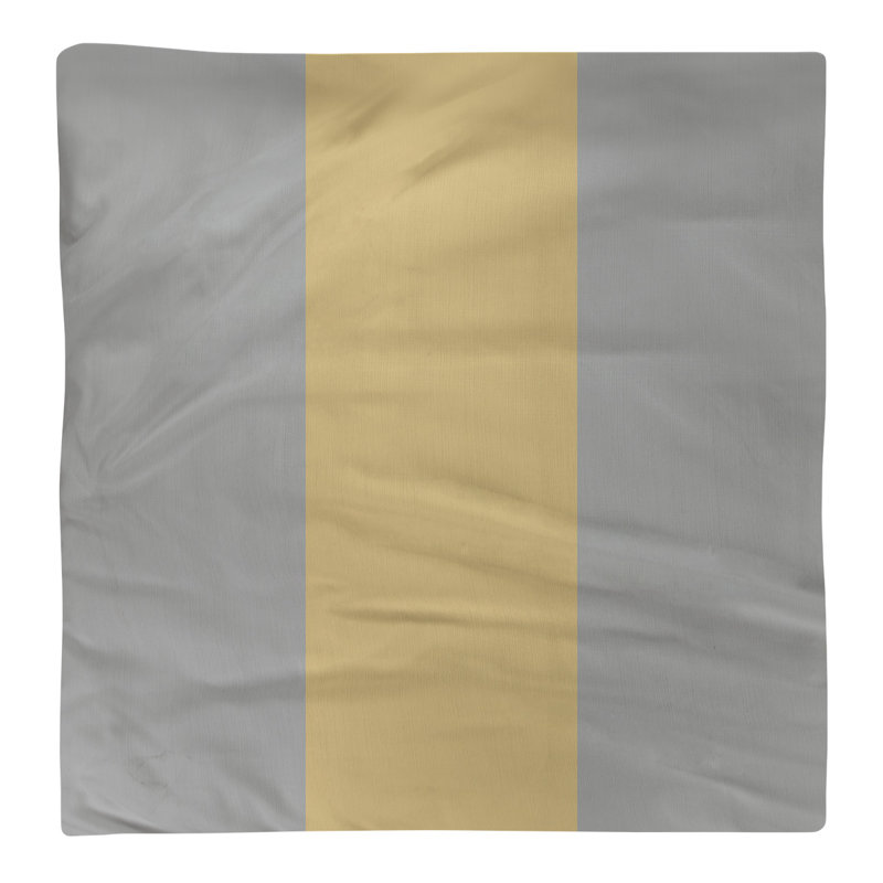 Striped Square Napkin, Gray/Gold/Gray, 10" H x 10" W x 0.25" D, Poly Twill