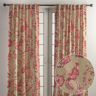Maison d' Hermine Curtains for Living Room 100% Cotton 124 inch Length Two Panel Light Filtering Curtains for Windows with Rod and Loop Pockets Valentines Day Gifts (Bowral, 50"W x 124"L)