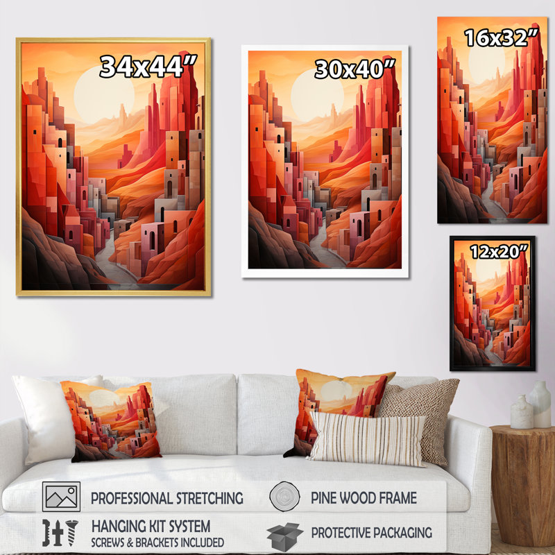Décoration murale abstraite tempête du désert III - Canyon, Toile tendue, H 44 po x l 34 po x P 1,5 po