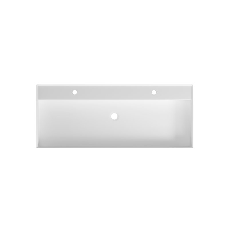 Meuble-lavabo à surface solide en pierre Stone, teinte blanc mat, 46,44 po de profondeur, 18,72 po de largeur, 4,77 po de hauteur, 56,14 lb, adaptable à différentes configurations de salle de bain, dommages de résistance de haute qualité, installation multiple
