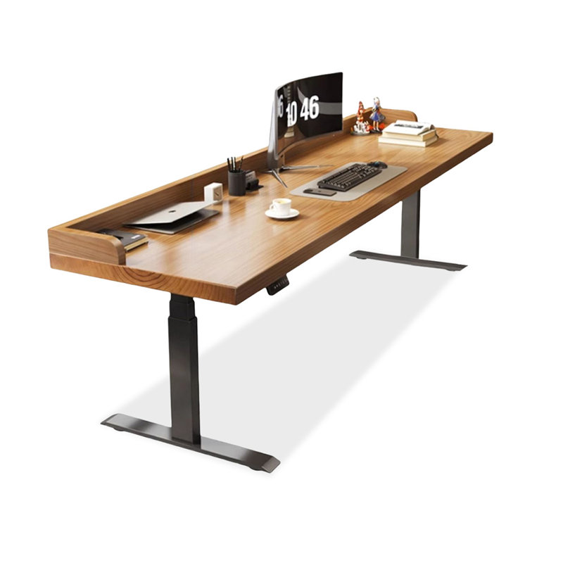 Brown Rectangular Solid Wood desks, 53.15" H x 94.49" W x 27.56" D