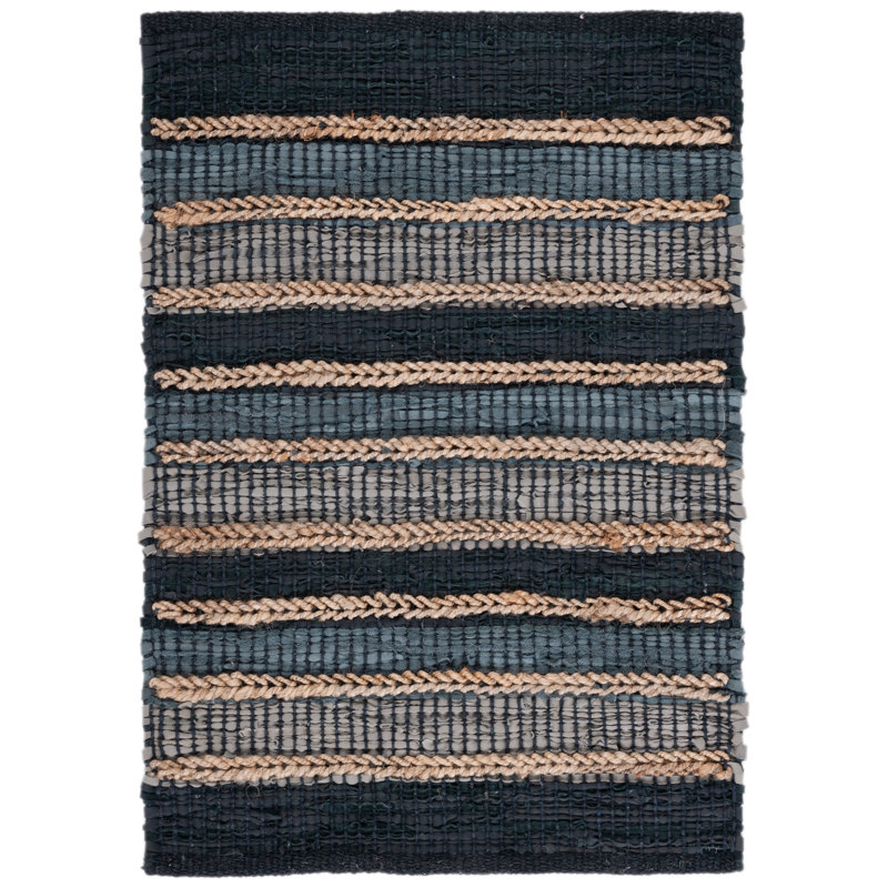 Tapis en cuir tissé à la main Gerdy, Rectangle 4 pi x 6 pi
