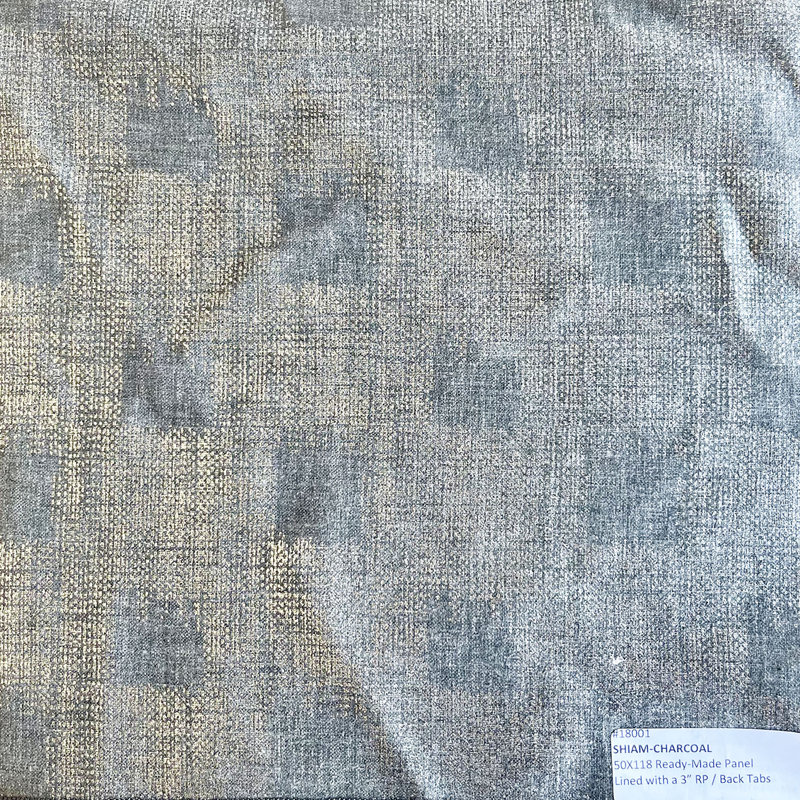 Shiam Cotton Blend Geometric Room Darkening Thermal Rod Pocket Curtain Panels, 50" W x 108" L, Charcoal/Silver