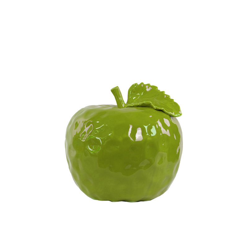 Figurine pomme en céramique Hanalei, H 6 po x l 5,75 po x P 5,75 po, Vert