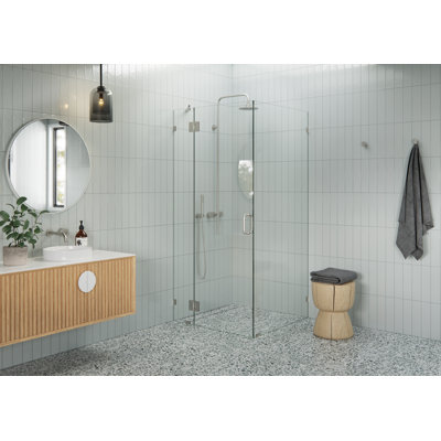 Halo 37.5 in. x 37.5 in. x 78 in. 90-degree Fully Frameless Glass Hinged Shower Enclosure