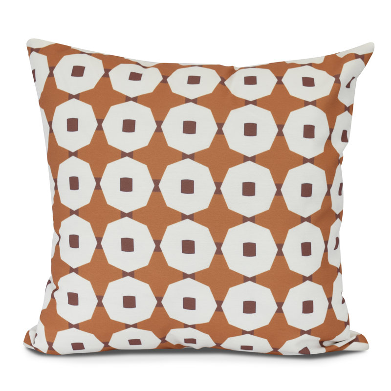 Goals, Gourds, And Gatherings Geometric Outdoor Reversible Throw Pillow, 18" H x 18" W, Orange