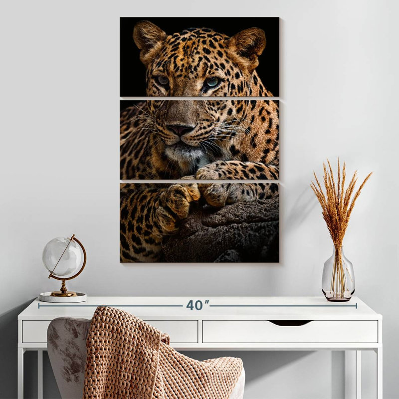 Brampt Leopard On A Log, 32" H x 20" W
