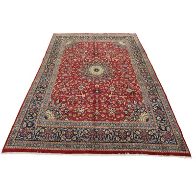Tapis rouge en laine unique des années 70 de 10 pi x 12 pi 11 po Gona