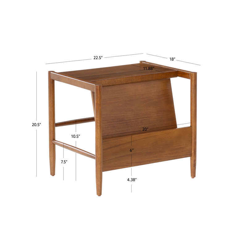 George Oliver Helsel Walnut Magazine Rack Side Table | Wayfair