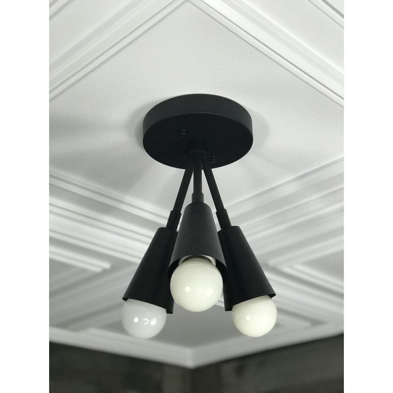 Plafonnier semi-encastré pour ampoule 3 lumières 5 po Odele, Noir mat