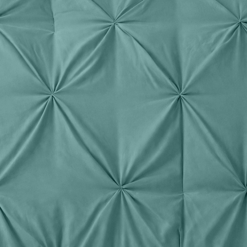 Microfiber Pintuck Duvet Cover Set – 2 Pillowcases, King Duvet Cover + 2 Standard Pillowcases, Sage Green