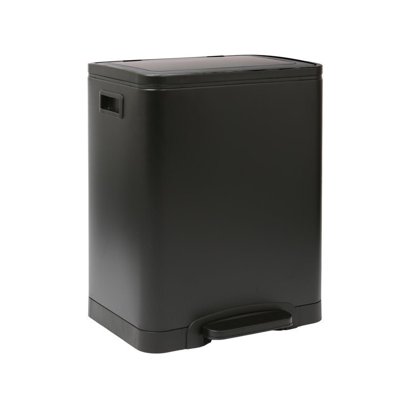 Harbour Housewares Stainless Steel Trash & Recycling Bin, Matt Black