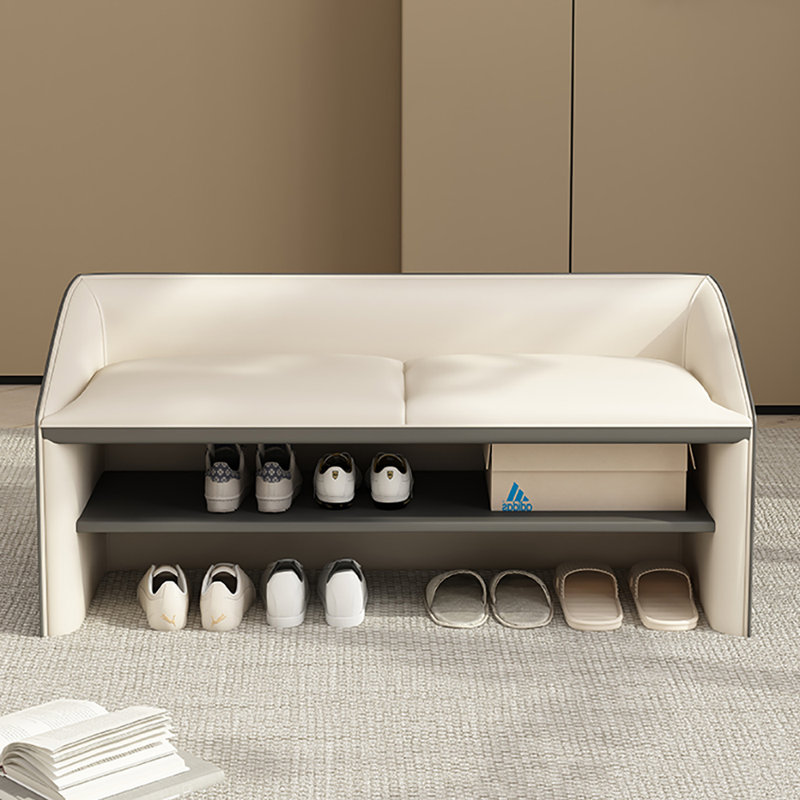 Banc de rangement pour chaussures 39,4 po multifonctionnel, Gris/beige