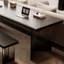 Bureau rectangulaire en bois massif noir et acrylique-108781375