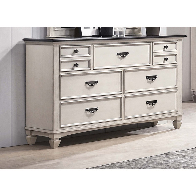 Magnifique meuble de chambre à coucher avec tiroirs de rangement à deux tons à finition bicolore noir
