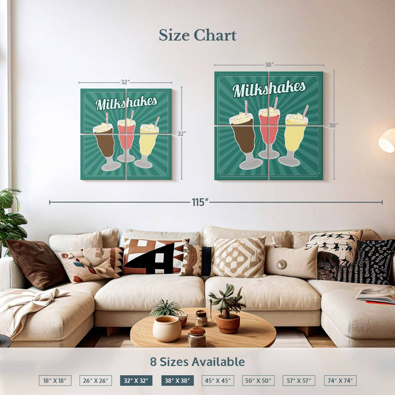 Milkshakes de style rétro Yarlin, H 38 po x l 38 po