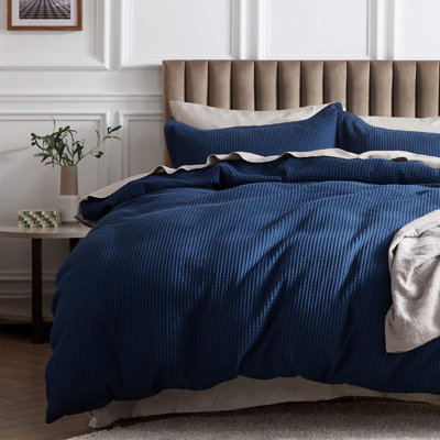 Essential Collection 100% Cotton Waffle Weave Duvet Cover Set