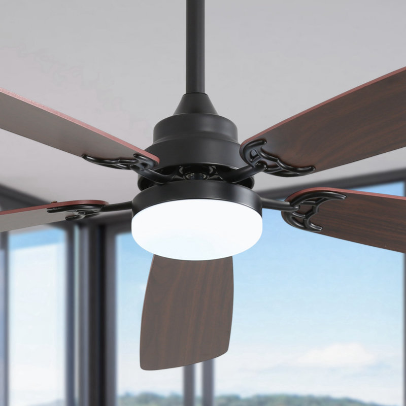 Ventilateur de plafond Mihane avec lumières DEL, Noir, Brun