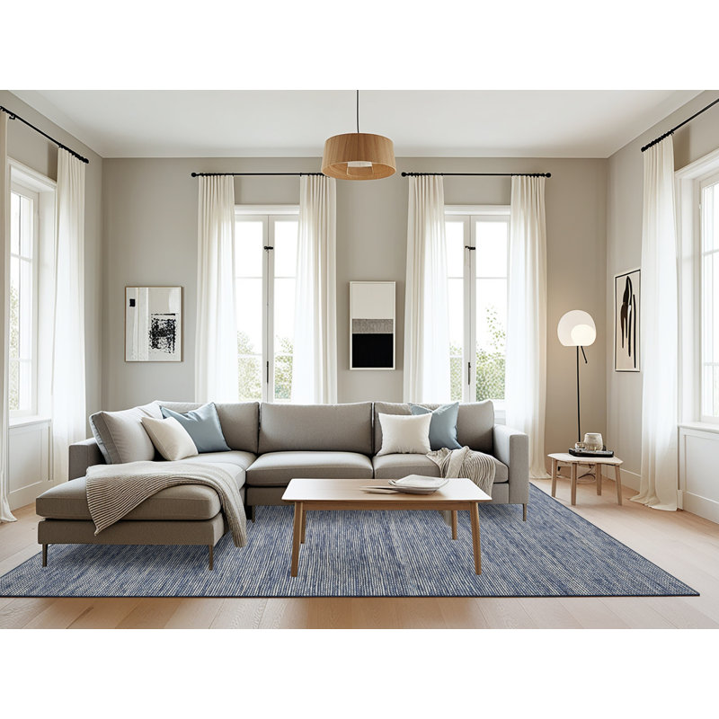 Tapis contemporain bleu, Rectangle 8 pi x 10 pi