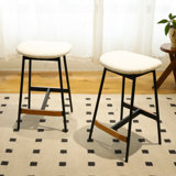 Upholstered Counter Stool with Metal Frame (Set of 2)