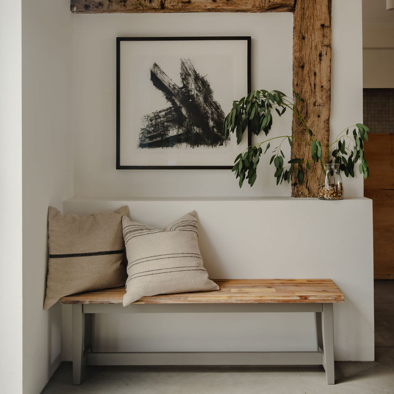 Doria Solid Wood Bench, Dove Grey, H44.8 x W140 x D32cm