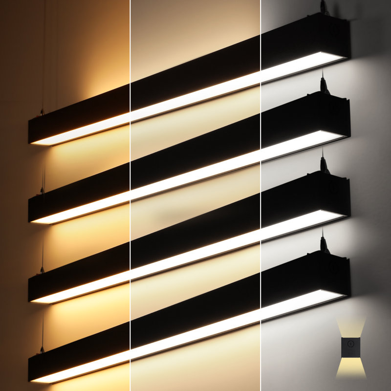 Lumière linéaire à suspension 4Ft, éclairage vers le haut et vers le bas pour le salon de bureau, sélectionnable 3000K / 4000K / 5000K