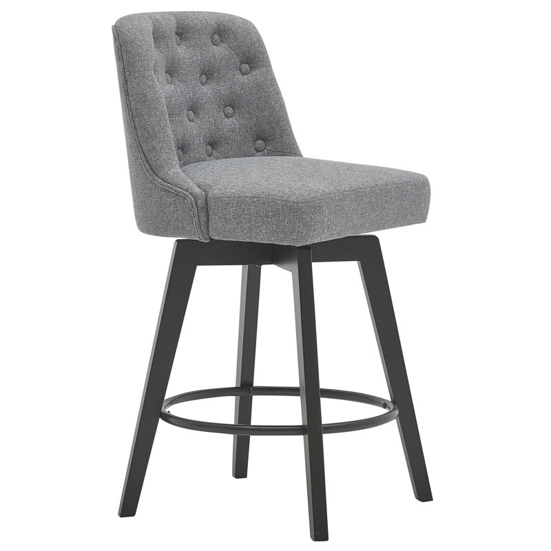 Tabouret de comptoir pivotant de 26 po avec pieds en bois, Tabouret de comptoir (siège d'une hauteur de 26 p, Gris, 1