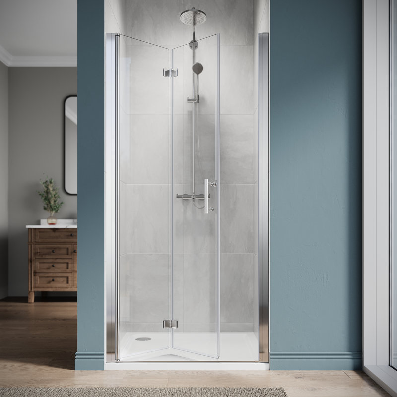 BFH 36"W*72"H  Bifold Frameless Shower Door,6mm Clear Tempered Glass, 180° Folding Hinge, Brushed Nickel