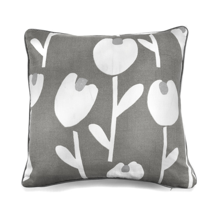 Alabar Floral Square Cushion, Grey