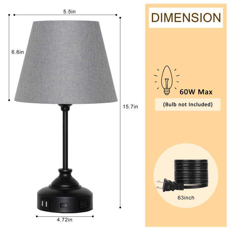 Lampes de table 15,7 "H, Gris