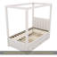 Lit à baldaquin simple avec lit gigogne et trois tiroirs de rangement, beige-396747881