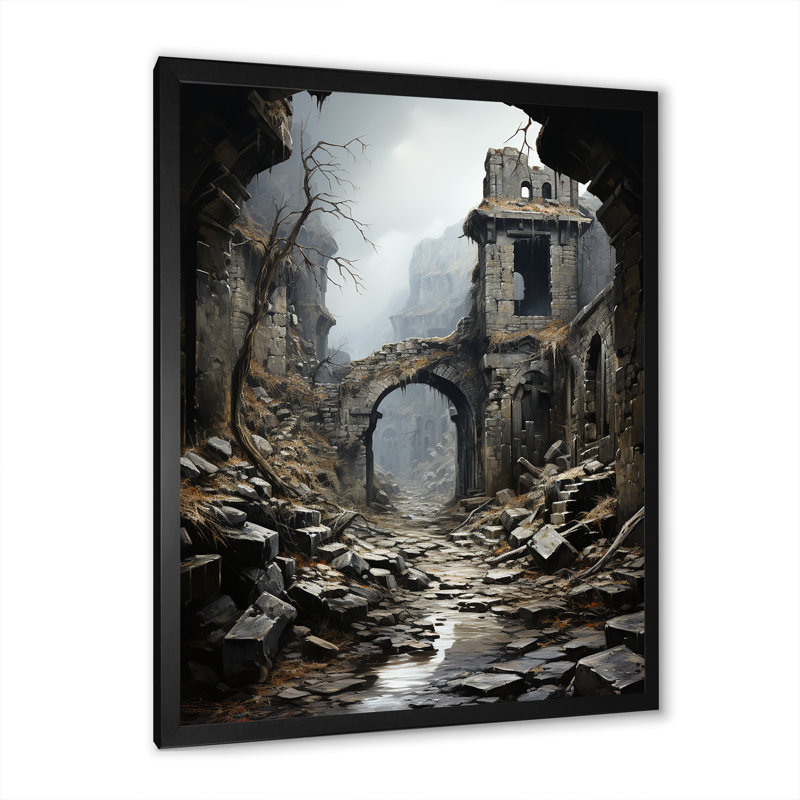 Paysage de guerre militaire No Mans Land I, Cadre simple noir, H 20 po x l 12 po x P 1 po