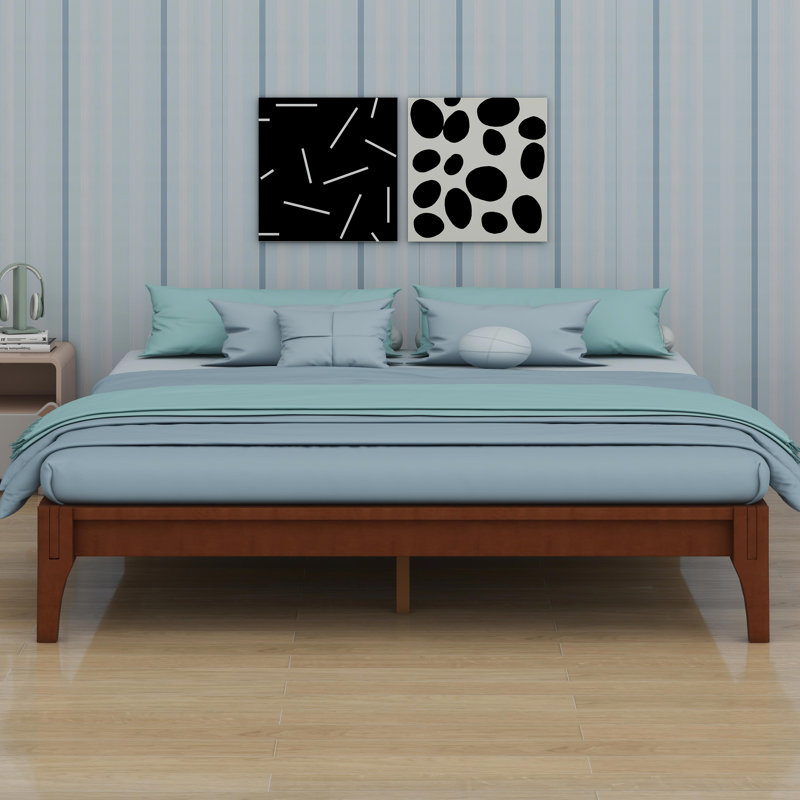 Solid Dry Bamboo Wood Platform Bed Frame, Brown