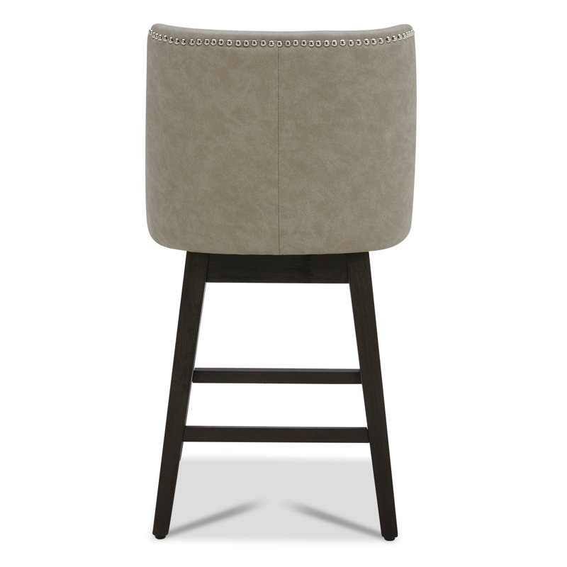 Tabouret de bar et de comptoir Arvelle, Similicuir galet gris pierre, Tabouret de comptoir (siège d'une hauteur de 26 p