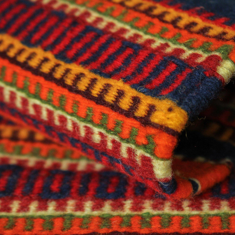 Tapis rouge en laine noué à la main Flap Zapotec