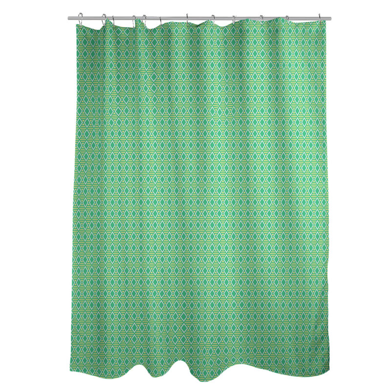 Rideau double double géométrique, Vert / Jaune