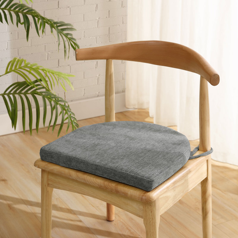 Indoor High Density Memory Foam Chair Pads With Ties, Gray, 2