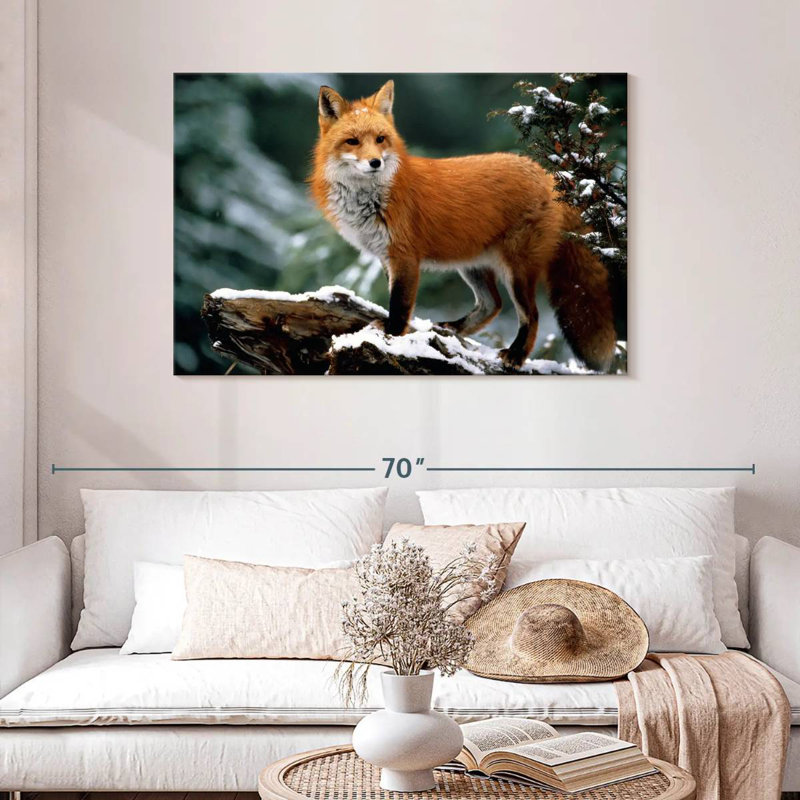 Furry Winter Fox, 30" H x 45" W