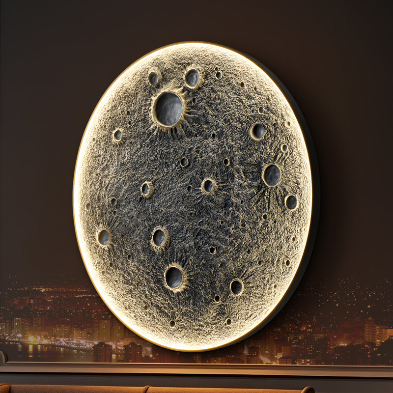 Applique murale lune en résine de 117 cm (46 po) avec télécommande, DEL à intensité variable, 1 pièce