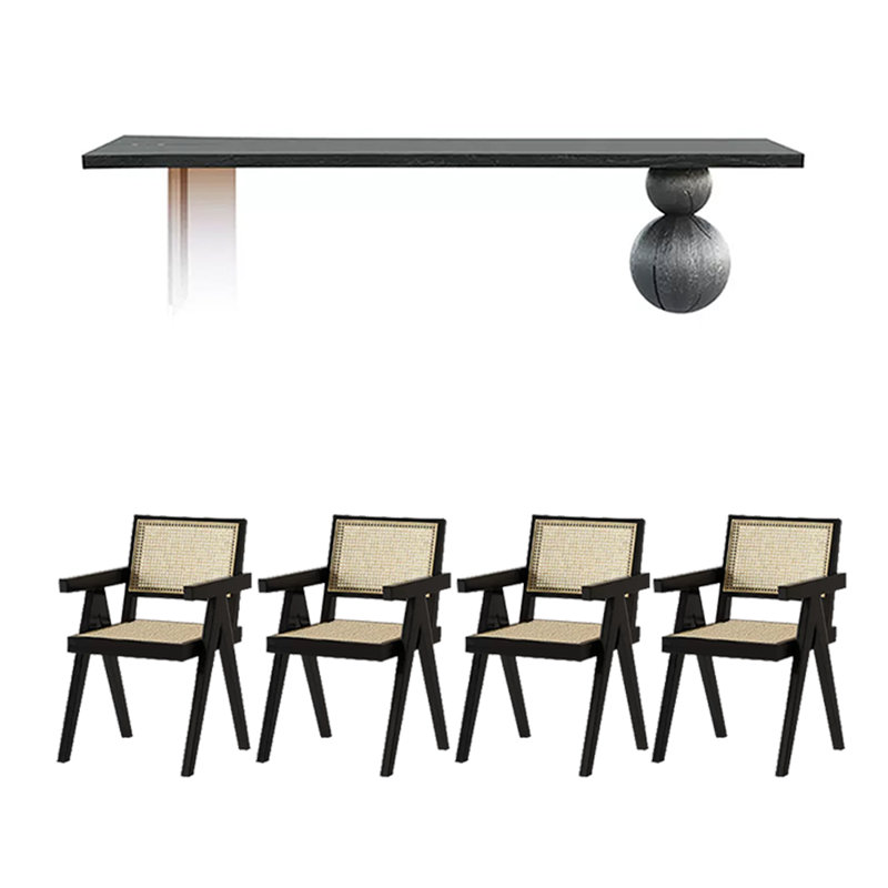 4 - Person Solid Wood Top Double Pedestal Dining Set, 29.53"H x 55.12"L x 25.59"W