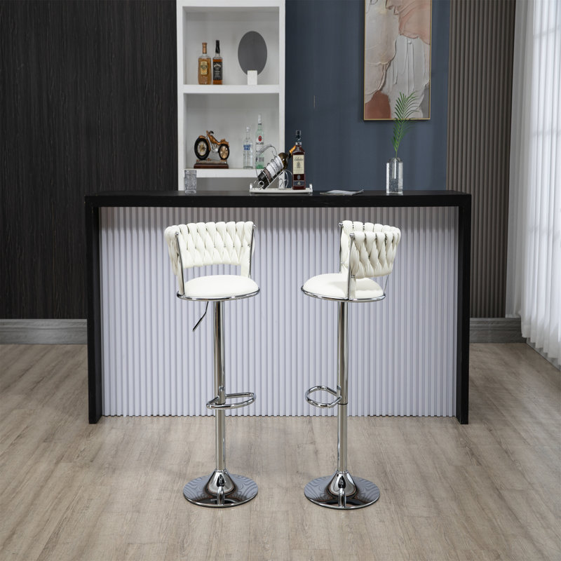 Ensemble de 2 tabourets de bar pivotants à hauteur de comptoir réglable avec repose-pieds pour cuisine, salle à manger 2PC / ENSEMBLE