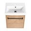16'' Bathroom Vanity With Ceramic Sink. Floating Design. Modern Style. Plywood Construction. Oak Colour. Spacious Storage. Fits Compact Bathrooms Ideal For Small Bath Areas-1070923082