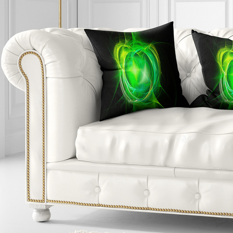 Supernova explosion bleu - coussin abstrait imprimé, 18 po x 18 po, Vert